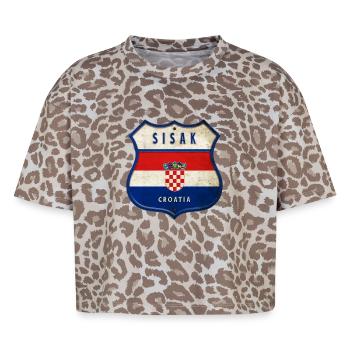 Sisak Kroatien Flaggen Wappen Design - Boxy Leo Frauen Premium Organic T-Shirt - Leopard print - Vorne - AI Model Female 172 dark (172cm)