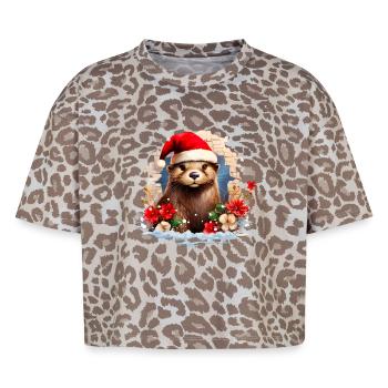 Christmas Otter - Boxy Leo Women's Premium Organic T-Shirt - Leopard print - Front - AI Model Female 172 dark (172cm)