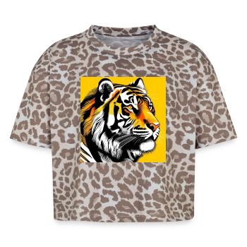 Tigre Pop Art - T-shirt boxy femme léopard premium - Leopard print - Devant - AI Model Female 172 dark (172cm)