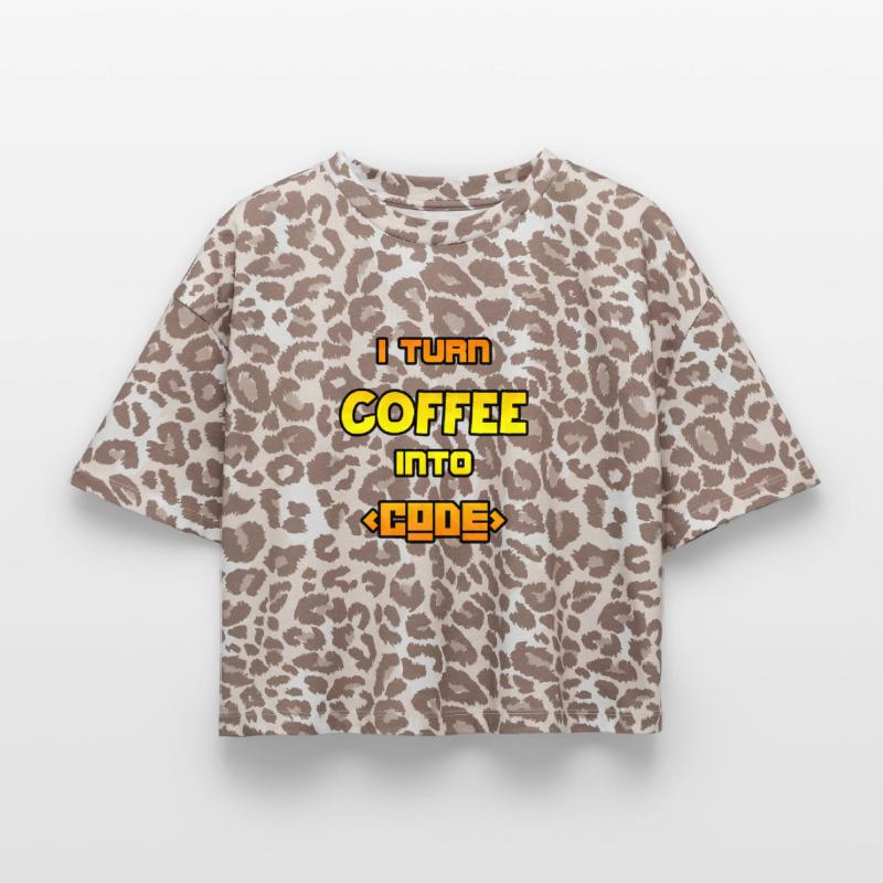 Je transforme le café en code T-shirt boxy femme léopard premium