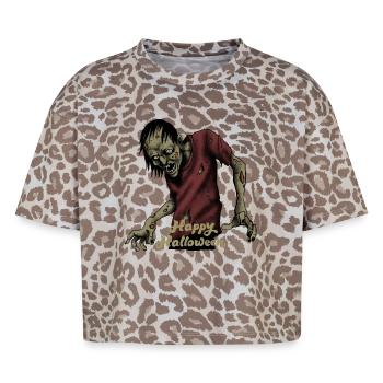 Zombie Gruseliges Happy Halloween - Boxy Leo Frauen Premium Organic T-Shirt - Leopard print - Vorne - AI Model Female 172 dark (172cm)