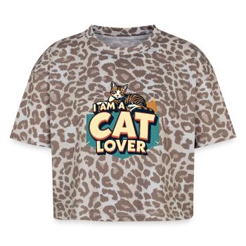 Ich bin ein Katzenliebhaber - Boxy Leo Frauen Premium Organic T-Shirt - Leopard print - Vorne - AI Model Female 172 dark (172cm)