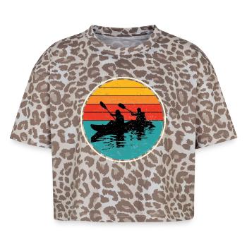 Sunset Kayak Duo Circle - Boxy Leo Women's Premium Organic T-Shirt - Leopard print - Front - AI Model Female 172 dark (172cm)