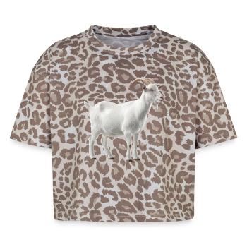 Portrait de chèvre de montagne blanche - T-shirt boxy femme léopard premium - Leopard print - Devant - AI Model Female 172 dark (172cm)