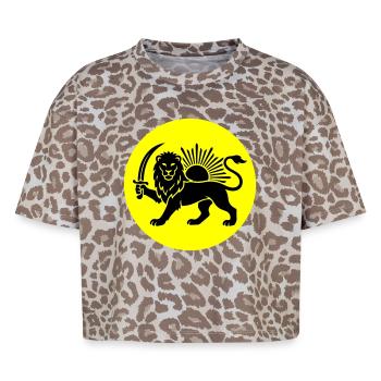 Lion Perse Symbole Iran - T-shirt boxy femme léopard premium - Leopard print - Devant - AI Model Female 172 dark (172cm)