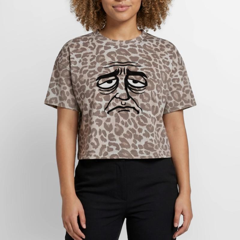 Grumpy sad disappointed face funny Boxy Leo Women's Premium Organic T-Shirt