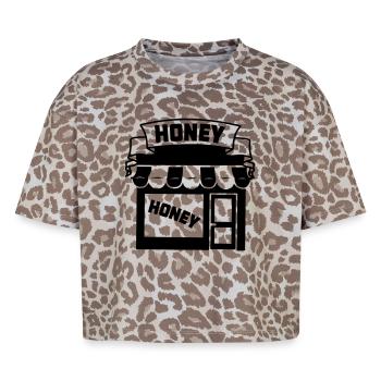 Logo boutique de miel - T-shirt boxy femme léopard premium - Leopard print - Devant - AI Model Female 172 dark (172cm)