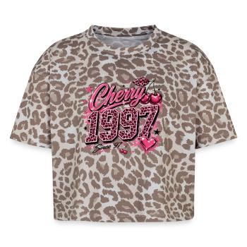 Cherry 1997 Leopard Glam - Boxy Leo Women's Premium Organic T-Shirt - Leopard print - Front - AI Model Female 172 dark (172cm)