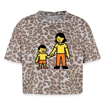 Kindergarten teacher child hand logo - Boxy Leo Women's Premium Organic T-Shirt - Leopard print - Front - AI Model Female 172 dark (172cm)