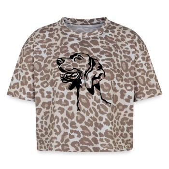 Tête de braque de Weimar - T-shirt boxy femme léopard premium - Leopard print - Devant - AI Model Female 172 dark (172cm)