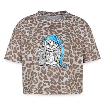 Eule mit Schlafmütze - Boxy Leo Frauen Premium Organic T-Shirt - Leopard print - Vorne - AI Model Female 172 dark (172cm)