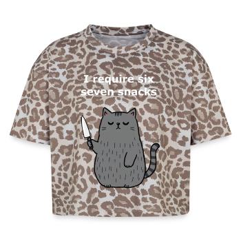 6-7 Mème Internet 6 7 Snack Cat - T-shirt boxy femme léopard premium - Leopard print - Devant - AI Model Female 172 dark (172cm)