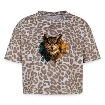 Owl Watercolor – Color Splash Animal Art - Boxy Leo Women's Premium Organic T-Shirt - Leopard print - Front - AI Model Female 172 dark (172cm)