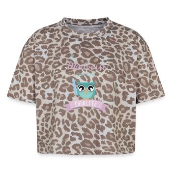 Hibou Maîtresse Chouette Illustration - T-shirt boxy femme léopard premium - Leopard print - Devant - AI Model Female 172 dark (172cm)