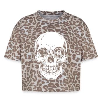 Eight Ball, Skull, Billiard Player Gift - Boxy Leo Women's Premium Organic T-Shirt - Leopard print - Front - AI Model Female 172 dark (172cm)