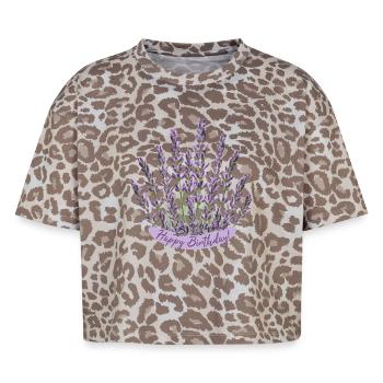 Lavender Birthday Greeting Purple Floral Birthday - Boxy Leo Women's Premium Organic T-Shirt - Leopard print - Front - AI Model Female 172 dark (172cm)