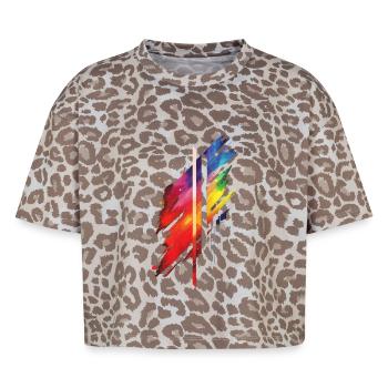 Subtle and Cool Dripping Pride Flag Rainbow Design - Boxy Leo Women's Premium Organic T-Shirt - Leopard print - Front - AI Model Female 172 dark (172cm)