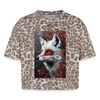 Fuchs Herbstporträt mit rotem Auge - Boxy Leo Frauen Premium Organic T-Shirt - Leopard print - Vorne - AI Model Female 172 dark (172cm)