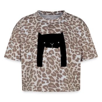 Cats chat famille cadeau maman enfant - T-shirt boxy femme léopard premium - Leopard print - Devant - AI Model Female 172 dark (172cm)