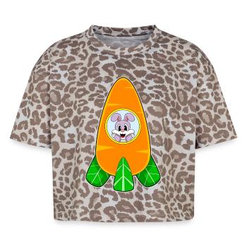 Hase Raumschiff Weltraum - Boxy Leo Frauen Premium Organic T-Shirt - Leopard print - Vorne - AI Model Female 172 dark (172cm)