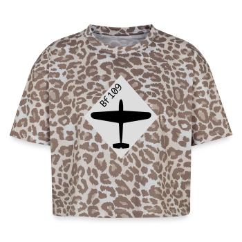 Bf 109 | Me 109 fighter plane - Boxy Leo Women's Premium Organic T-Shirt - Leopard print - Front - AI Model Female 172 dark (172cm)