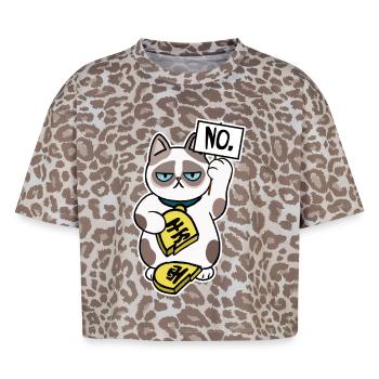 Conception de chat malchanceux - T-shirt boxy femme léopard premium - Leopard print - Devant - AI Model Female 172 dark (172cm)