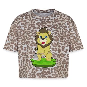 Forêt de la Hache du Lion Bûcheron - T-shirt boxy femme léopard premium - Leopard print - Devant - AI Model Female 172 dark (172cm)