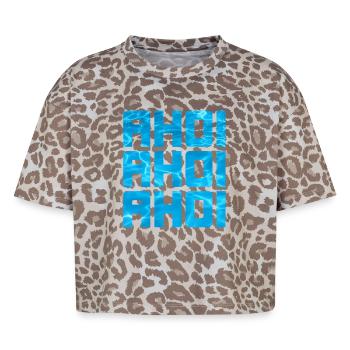 Ahoy Pool Sea Water Maritime Cool Sayings Captain - Boxy Leo Women's Premium Organic T-Shirt - Leopard print - Front - AI Model Female 172 dark (172cm)