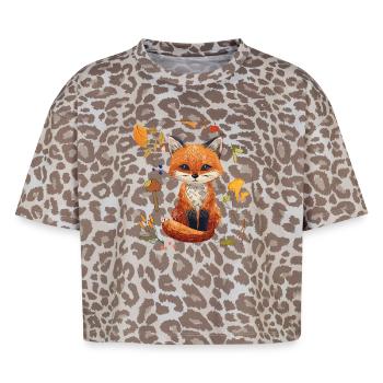 Renard dans la forêt - T-shirt boxy femme léopard premium - Leopard print - Devant - AI Model Female 172 dark (172cm)