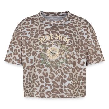 Best Mom Muttertag Geschenk Blumen Motiv mit Vogel - Boxy Leo Frauen Premium Organic T-Shirt - Leopard print - Vorne - AI Model Female 172 dark (172cm)
