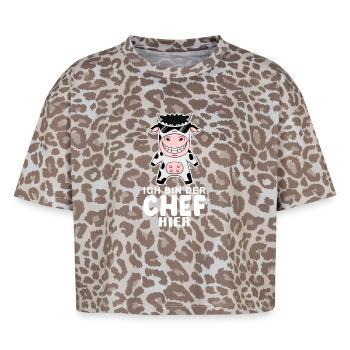 coole Kuh Chef Spruch - Boxy Leo Frauen Premium Organic T-Shirt - Leopard print - Vorne - AI Model Female 172 dark (172cm)