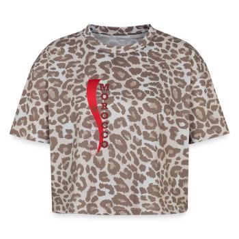 Drapeau du Maroc qui Inspire le Respect Admiration - T-shirt boxy femme léopard premium - Leopard print - Devant - AI Model Female 172 dark (172cm)