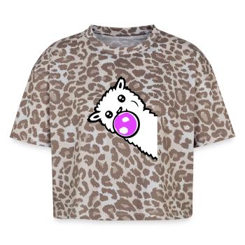 Llama Bubbles Side Edge Cool Cute Side - Boxy Leo Women's Premium Organic T-Shirt - Leopard print - Front - AI Model Female 172 dark (172cm)