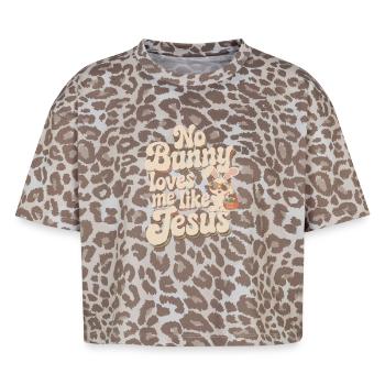 Aucun lapin ne m’aime comme Jésus - T-shirt boxy femme léopard premium - Leopard print - Devant - AI Model Female 172 dark (172cm)