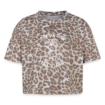 Ich kann nicht lesen, ich - Boxy Leo Frauen Premium Organic T-Shirt - Leopard print - Vorne - AI Model Female 172 dark (172cm)