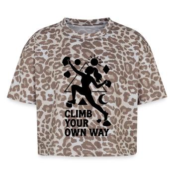 Escalade géométrique de femmes en bloc - T-shirt boxy femme léopard premium - Leopard print - Devant - AI Model Female 172 dark (172cm)