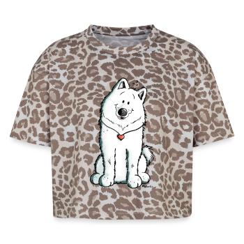 Samojede mit Herz - Boxy Leo Frauen Premium Organic T-Shirt - Leopard print - Vorne - AI Model Female 172 dark (172cm)