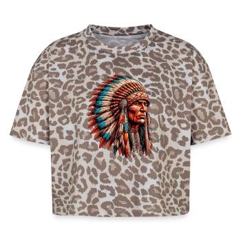Amerikanisch Indianer Amerikanische Rote Haut - Boxy Leo Frauen Premium Organic T-Shirt - Leopard print - Vorne - AI Model Female 172 dark (172cm)