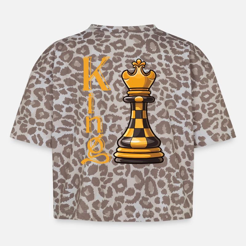 Roi des échecs Élégance - T-shirt boxy femme léopard premium - Leopard print