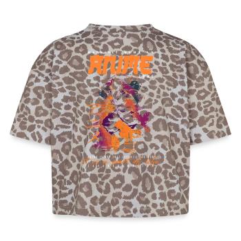 Anime Man - Boxy Leo Women's Premium Organic T-Shirt - Leopard print - Back - AI Model Female 172 dark (172cm)