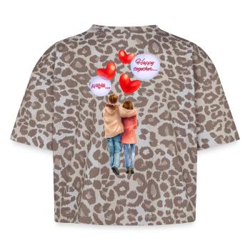 Happy Together – Romantische Aquarell-Illustration - Boxy Leo Frauen Premium Organic T-Shirt - Leopard print - Hinten - AI Model Female 172 dark (172cm)