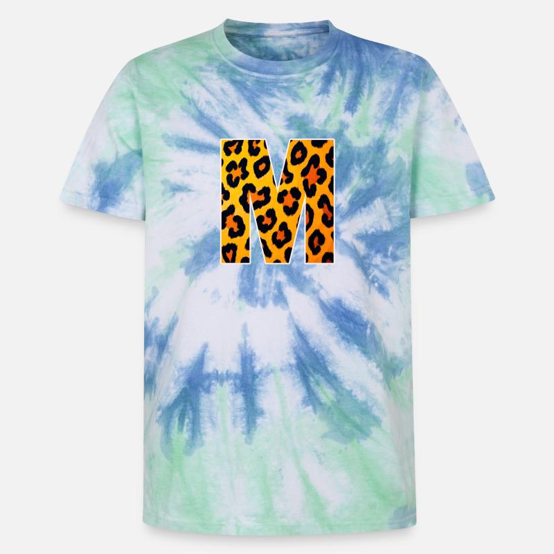 Leopard M-bokstaven - Unisex Premium tie-dye T-shirt - spiralblå