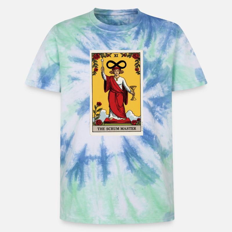 Das Infinity Tarot Scrum Master Design - Unisex Premium Tie Dye T-Shirt - Spiralblau