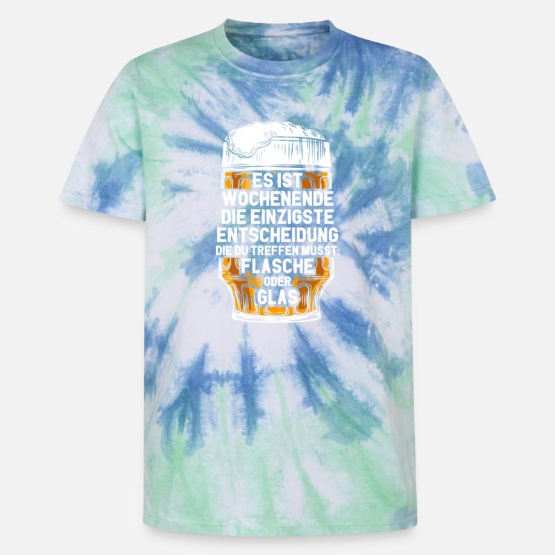 Wochenende Flasche Oder Glas / Bier Spruch - Unisex Premium Tie Dye T-Shirt - Spiralblau