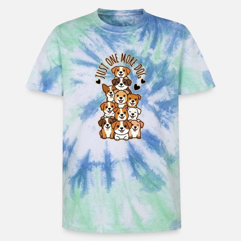 Just One More Dog Stack - Unisex Premium Tie-Dye T-Shirt - Blue Spiral