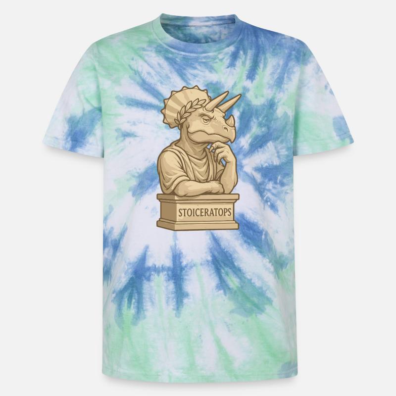 Stoiceratops - Unisex Premium Tie-Dye T-Shirt - Blue Spiral