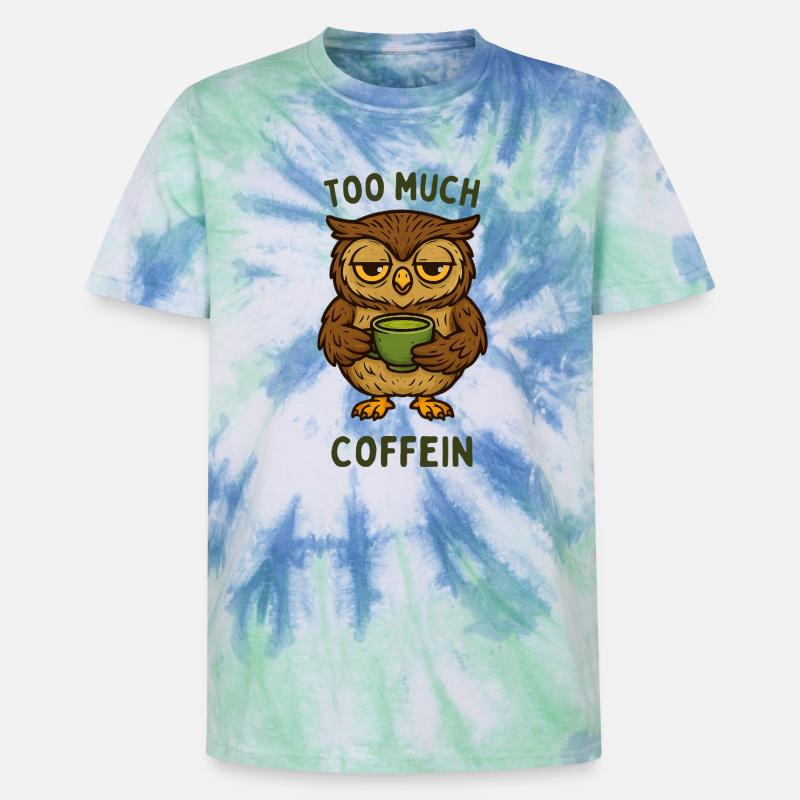 Nickernde Eule mit Kaffeebecher - Unisex Premium Tie Dye T-Shirt - Spiralblau