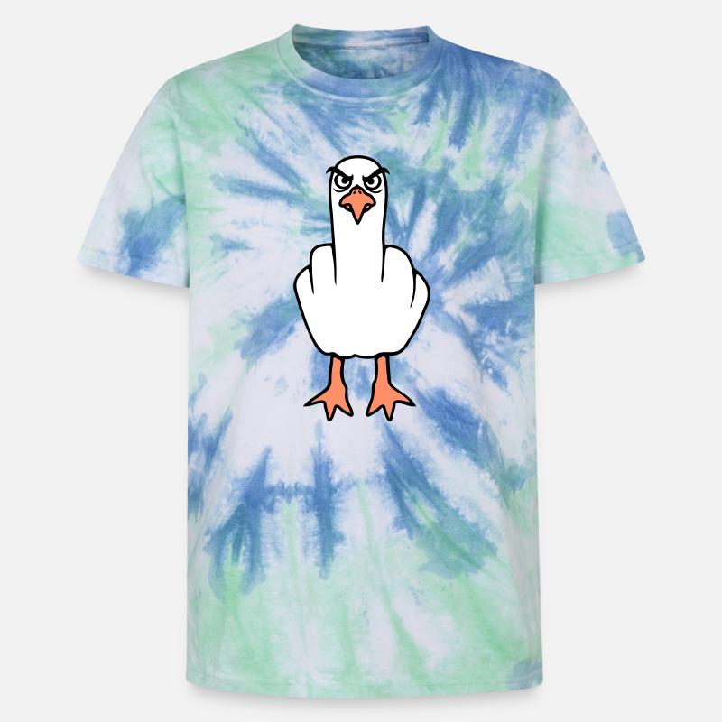 Möwe Mittelfinger Beleidigung Stinkefinger frech - Unisex Premium Tie Dye T-Shirt - Spiralblau