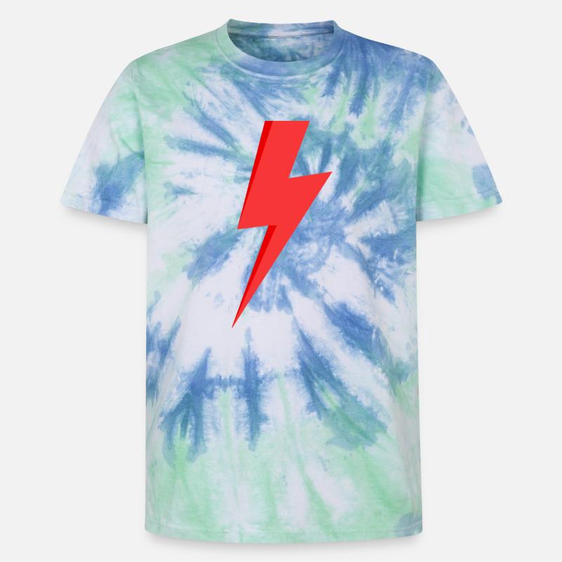 Red Lightning - Unisex Premium Tie-Dye T-Shirt - Blue Spiral