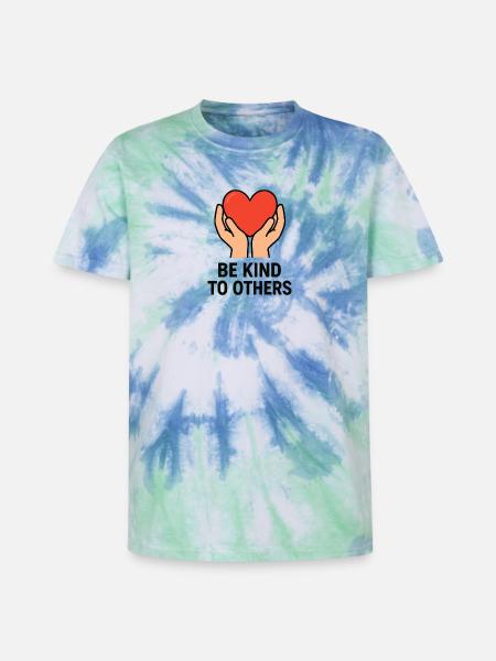 Hands Holding Heart of Kindness - Unisex Premium Tie-Dye T-Shirt - Blue Spiral